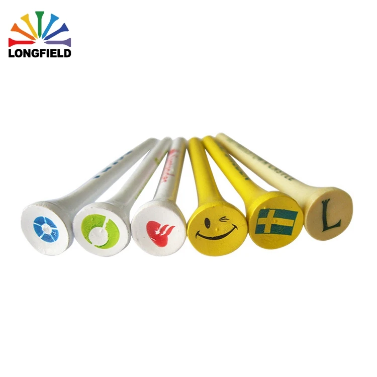 
Various colors very strong custom logo printed wooden tee golf 