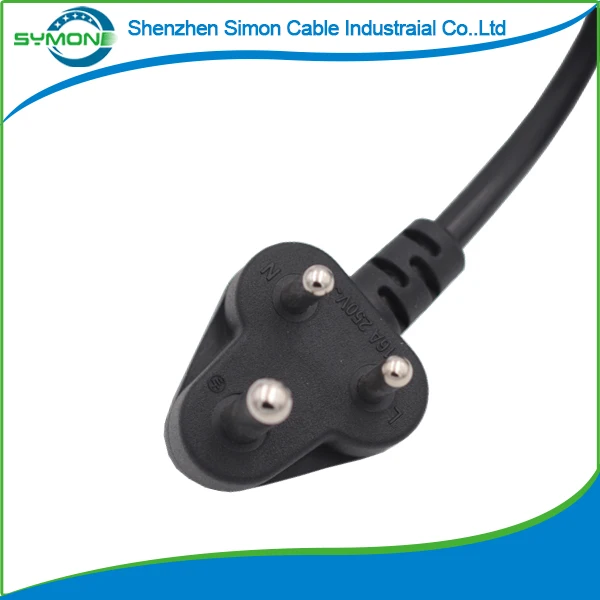 South africa  india plug  3 pin power cord  for computer