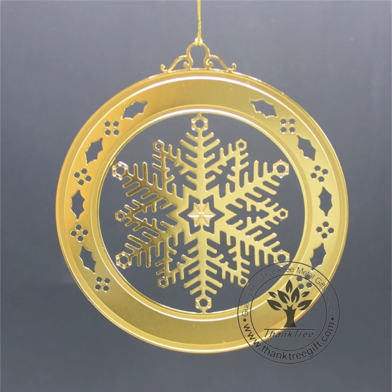 metal collection gift logo printing 3d custom etched brass Christmas ornament