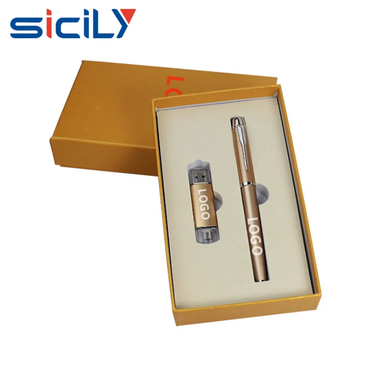Custom Christmas Business Gift Set ,Pen and USB Flash Drive Office Gift Set, China Wholesale Unique Gift Idea