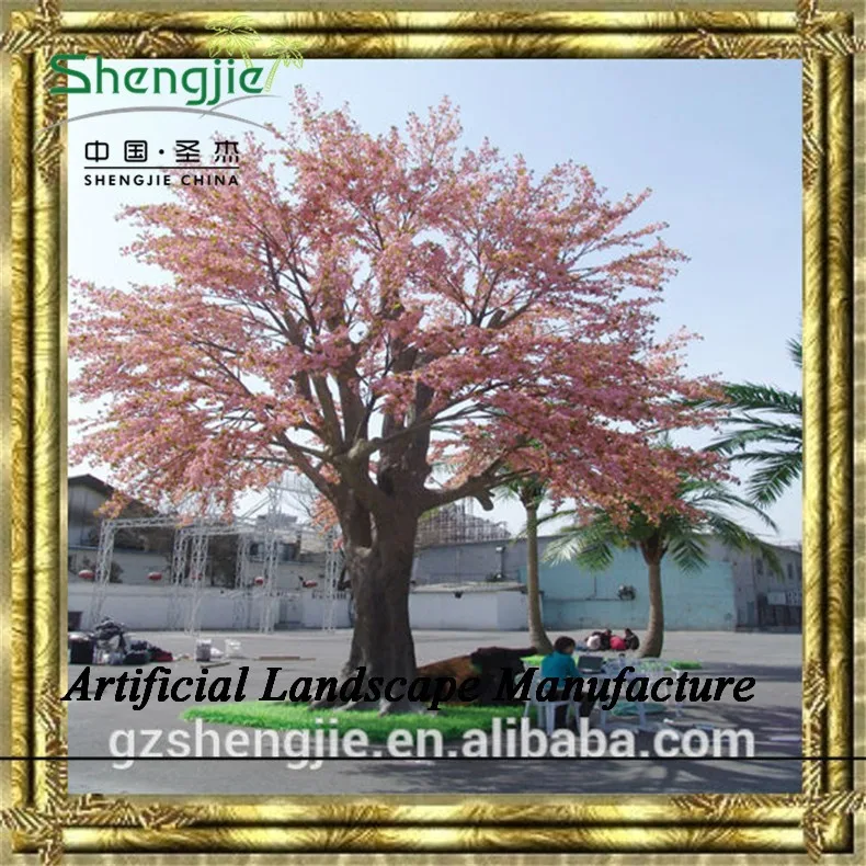 SJZJN 767 Plastic or Silk Blossom/Fake Cherry Blossom Tree/Real wood or Fiberglass Trunk Cherry Blossom Tree