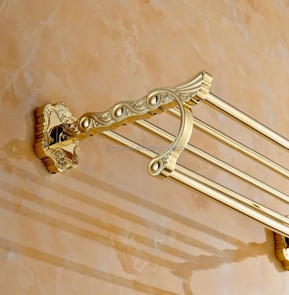 
Art Carving Household Hotel Bathrooms Accessories Wall Mounted Gold Towel Rack BM15288 Towel Shelf 