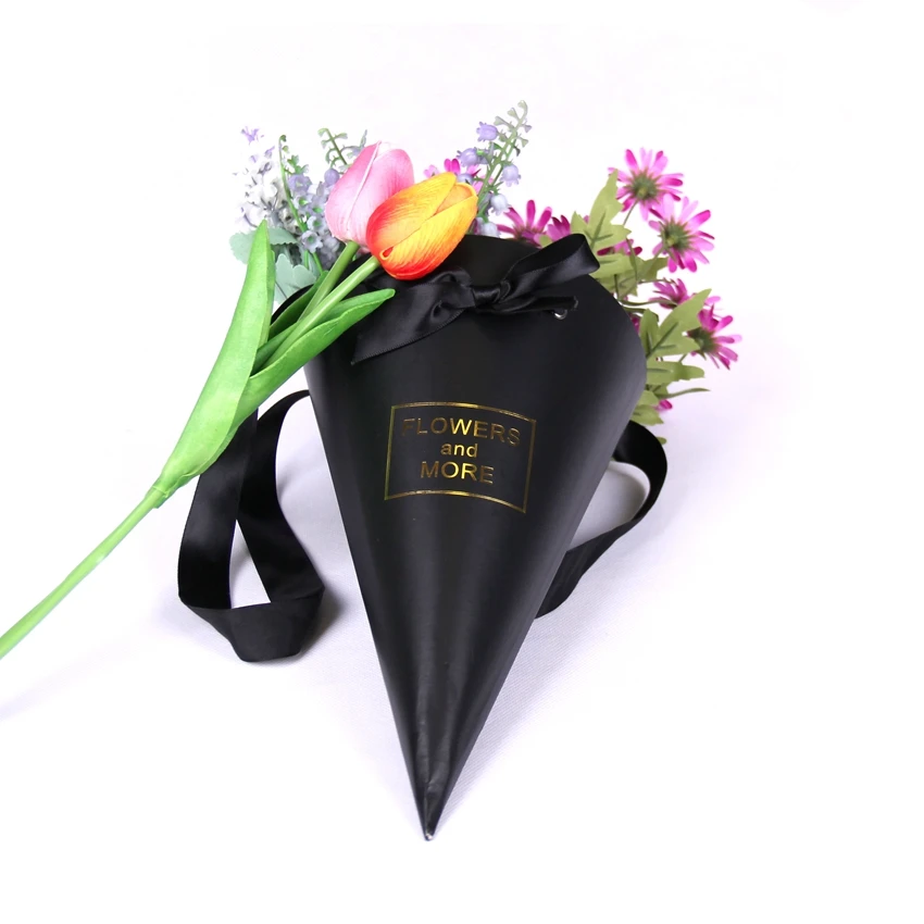 
Unique style wholesale paper rose boxes for flower packaging flower cone box 