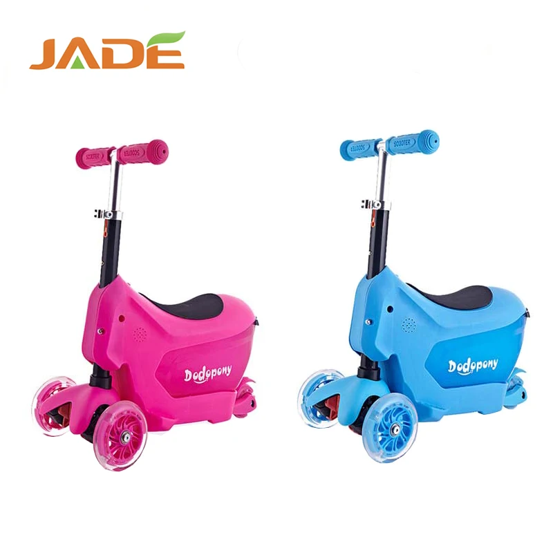 Plastic kids pedal kick scooter with seat for sale/ wholesale 3 PVC wheel kids scooter from china