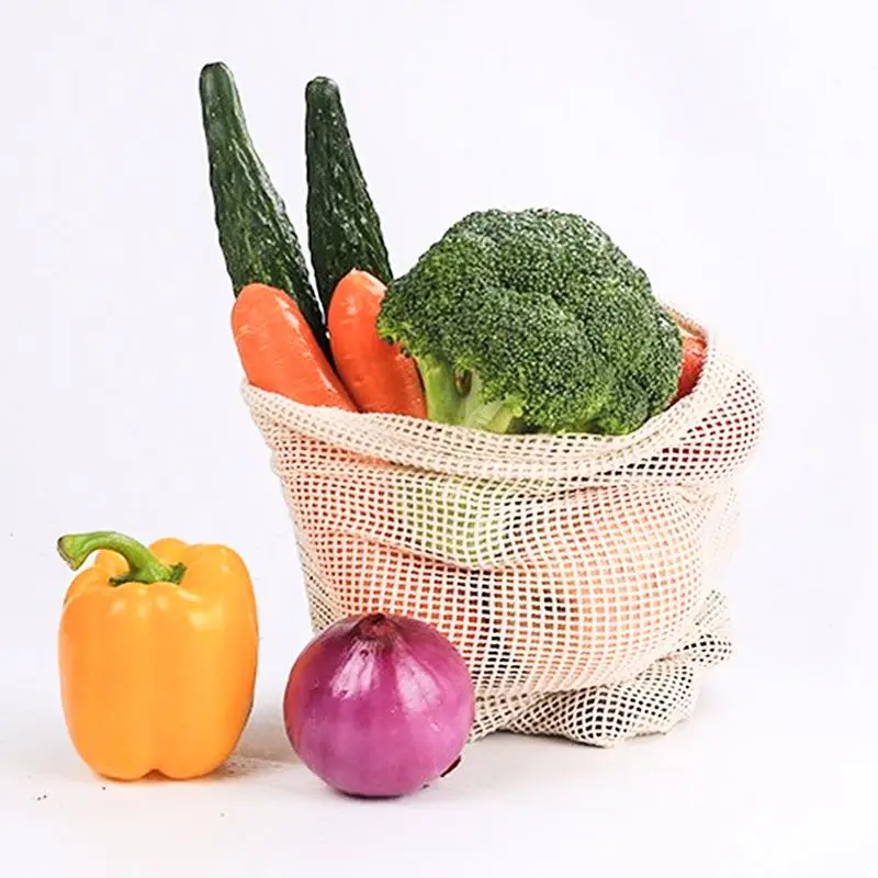 new design Natural cotton drawstring mesh bag For mesh food bag Vegetables And Fruits eco friendly cotton mesh bag