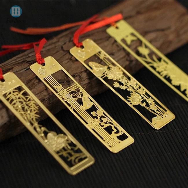 Chinese Style Vintage Exquisite  Personalized Beautiful Shiny Gold Metal Bookmark For Book
