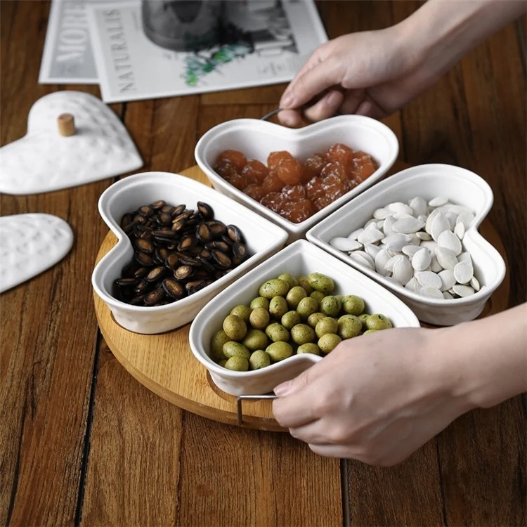 Turkish tableware hotel snack dishes white porcelain divided plates for adults with cover