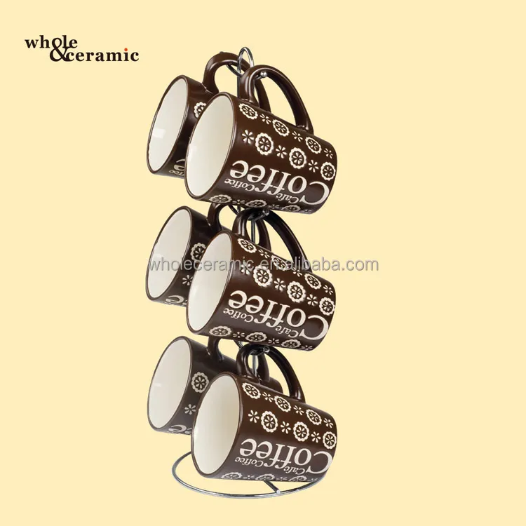 12oz 16oz Hand Painted Coffee Mug Holder Rack Mug With Metal Stand With Rack Mug Tree Wholesale