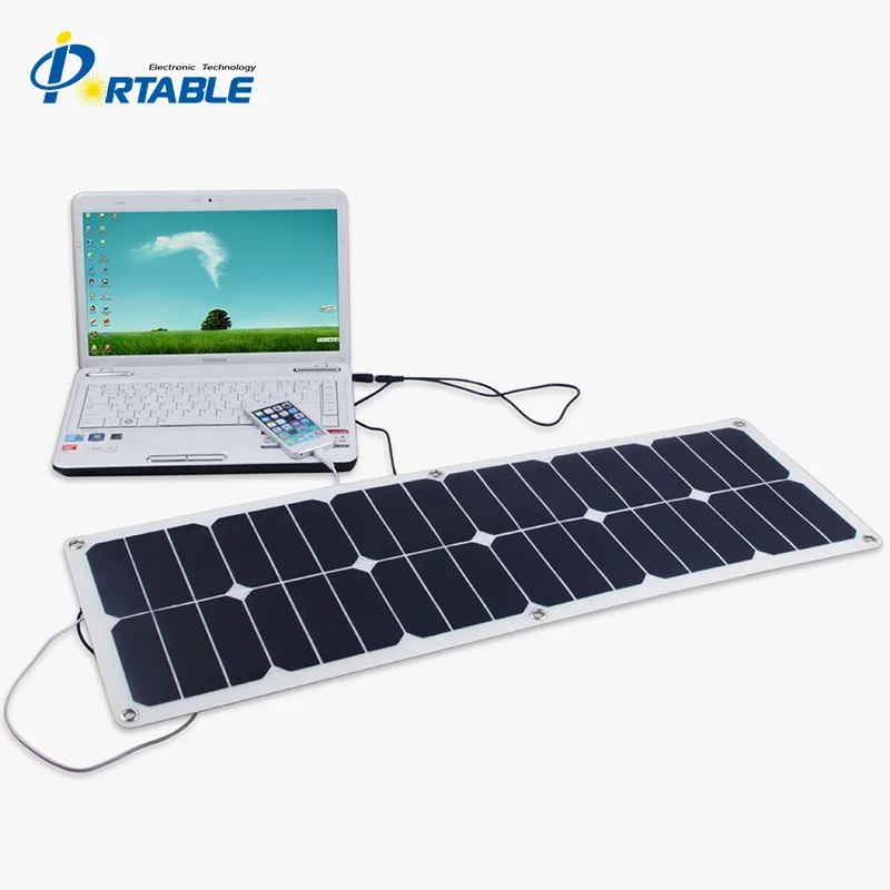 
40 Watts 12 Volts Semi Flexible Monocrystalline Solar Panel for Battery Charging 