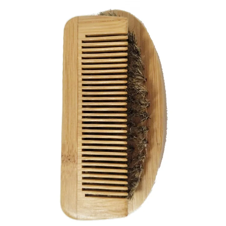 Низкий минимальный заказ, частная марка, мужской набор для ухода за бородой из бамбука с щеткой для бороды и расческой для бороды