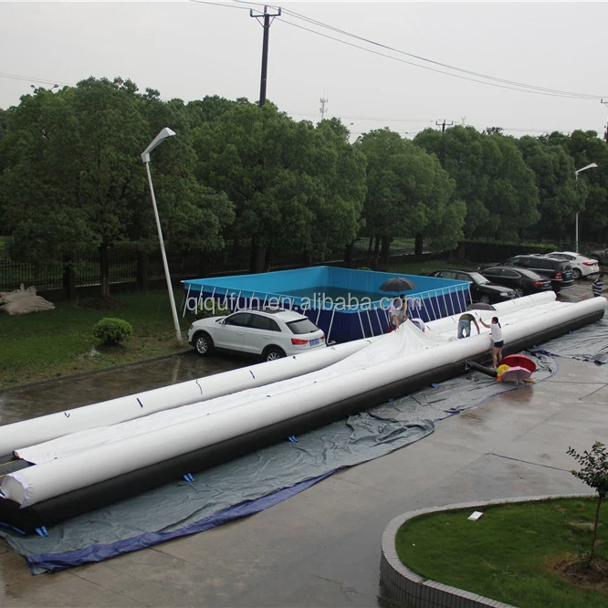 Commercial inflatable new air sealed 1000 ft slip n slide slide the city, slip n slide with water swimming pool