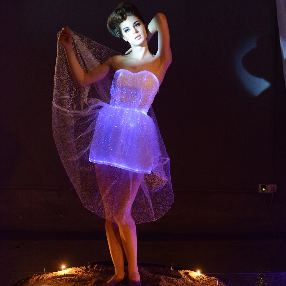 Fiber Optic Party Outfits Rave LED Music Festival Light up Glow in the Dark Glowing Clothes