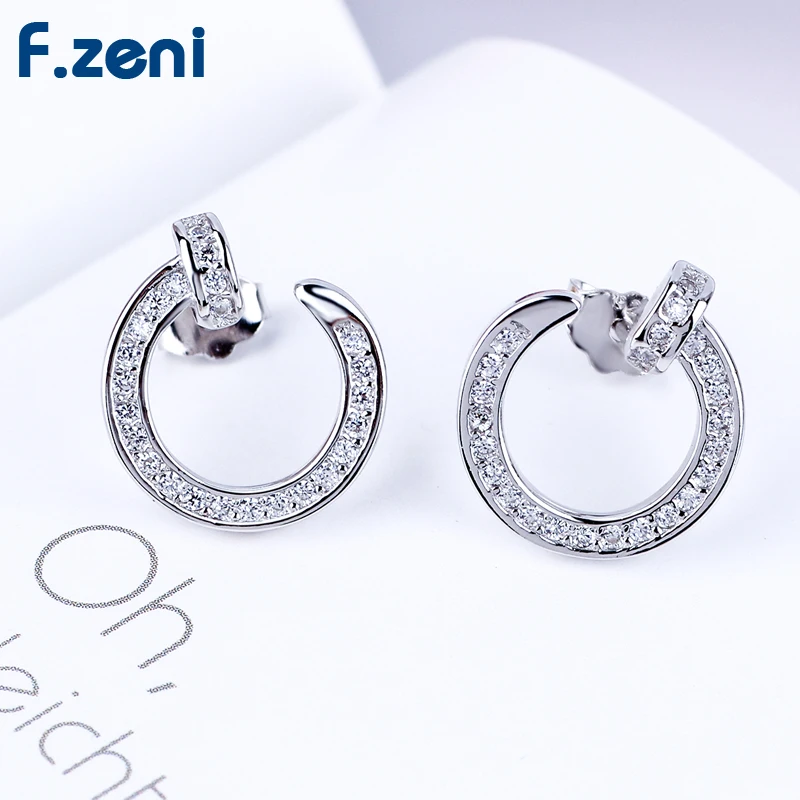 925 Sterling Silver Earrings Women White Gold Plated Crystal Cubic Zirconia Custom Designer Inspired C Earrings