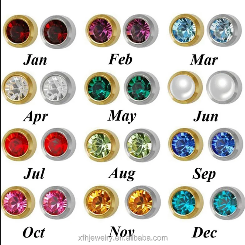 12 birthstone CZ stone jewelry fashion earring stud