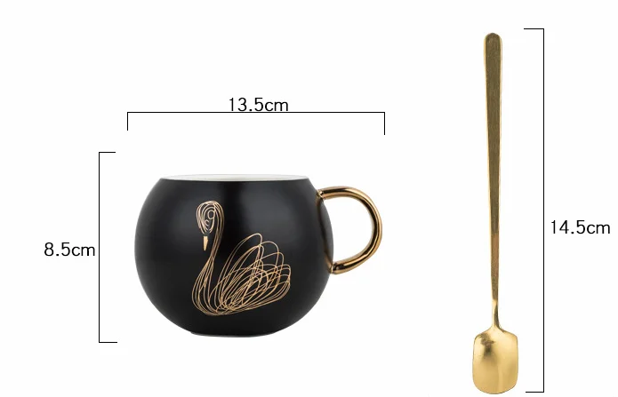 Creative Office Gift Mug Rose Gold Swan Paunch Ceramic Cup