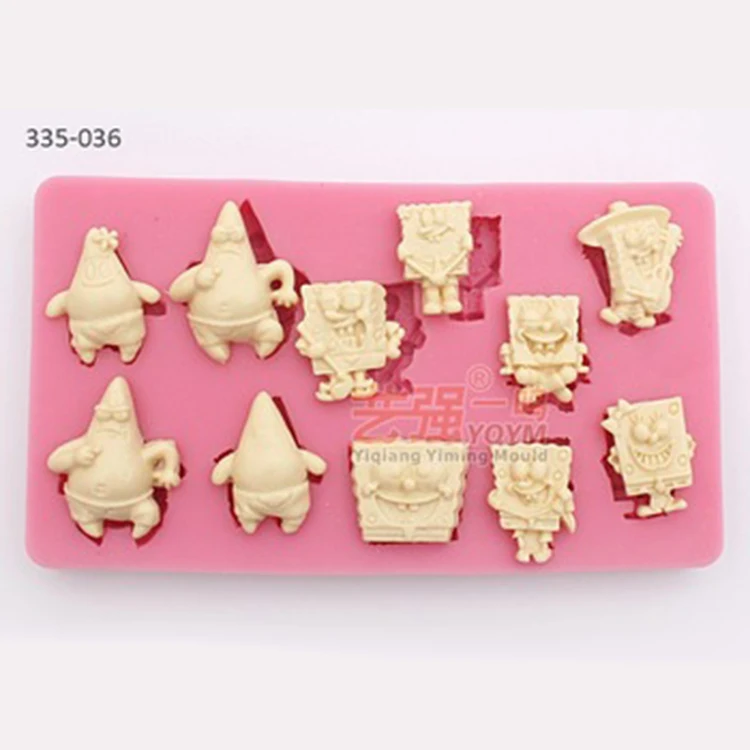 silicone sponge bob cake moulds,fondant cake decorating tools,silicone impression fondant mold