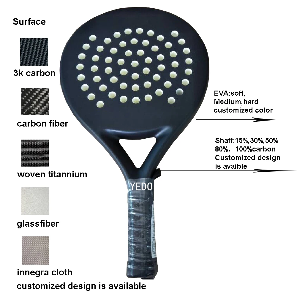 China carbon and soft EVA foam beach tennis paddle racket with high quality
