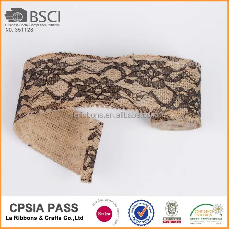 Джутовая лента с кружевной отделкой, винтажное свадебное украшение, холщовая ткань для продажи оптом