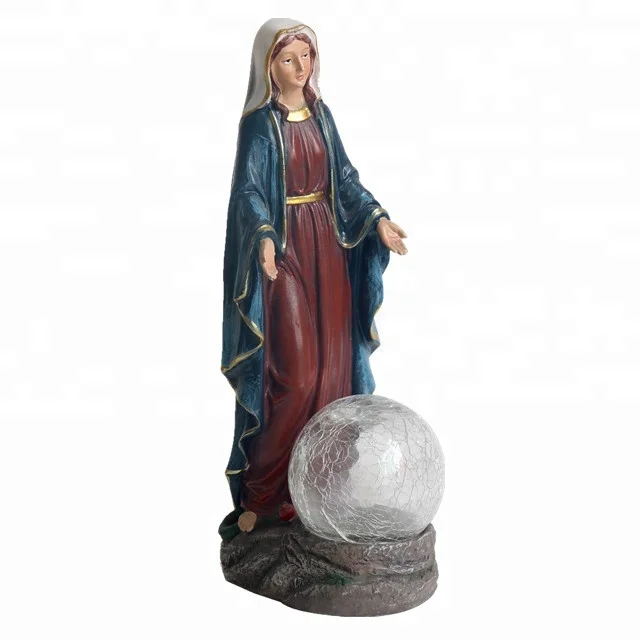 Newest Design LED Solar Lighting Virgin Mary Jesus Religious Statues for Garden Cemetery Decoration Grave Memorial