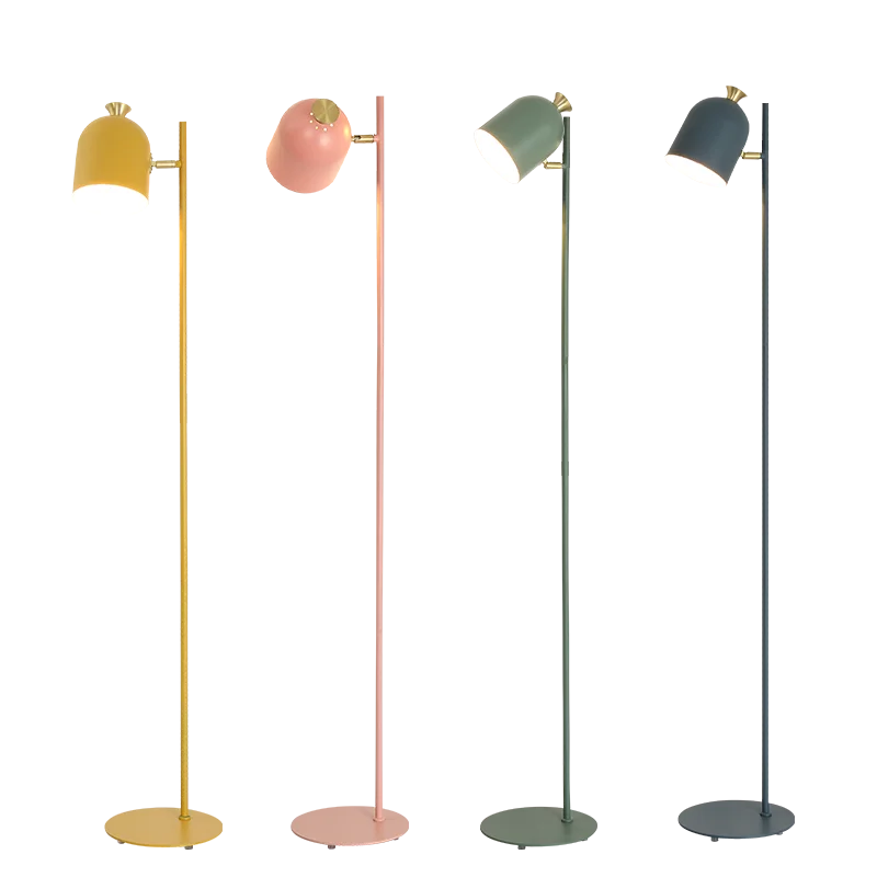 Hot sale factory kids pink yellow blue green warm light iorn covers floor lamps