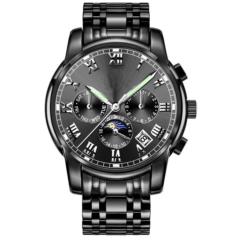 Высококачественные многофункциональные автоматические механические мужские часы 5atm водонепроницаемые с собственным логотипом клиента