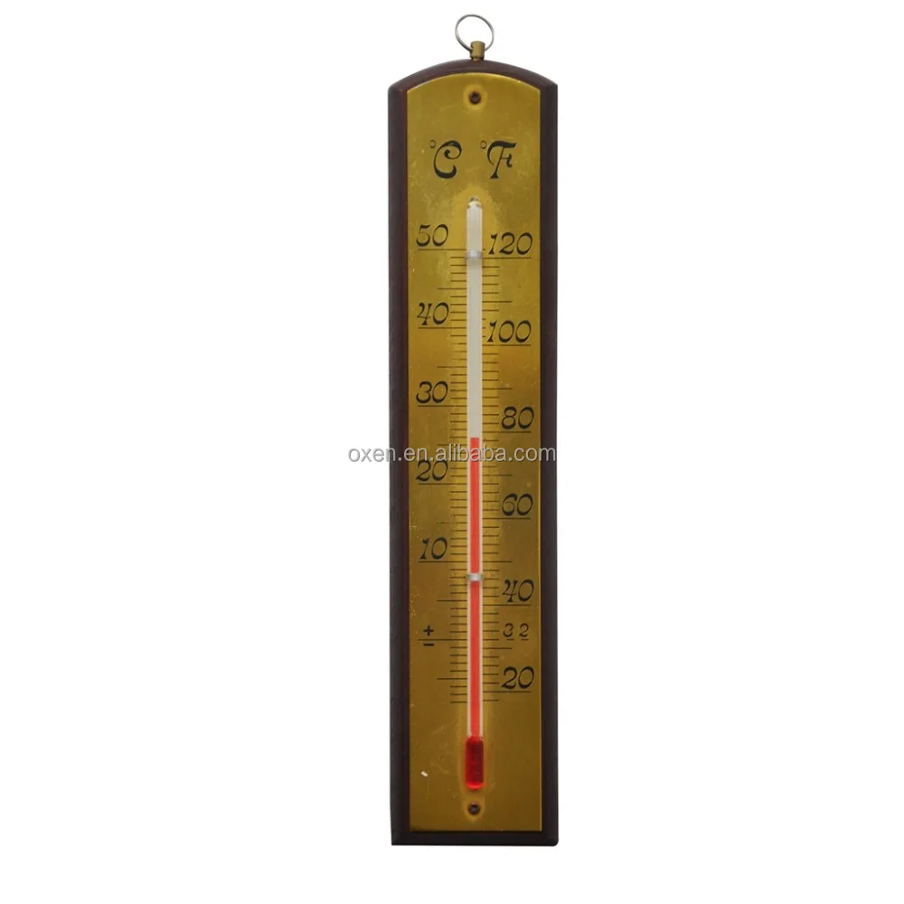 outdoor wooden glass thermometer