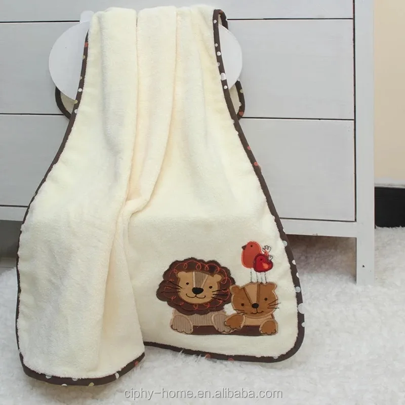 
Embroidery Plush Blanket Plush Toys Children Coral Fleece Baby Warm Blankets As Gift 