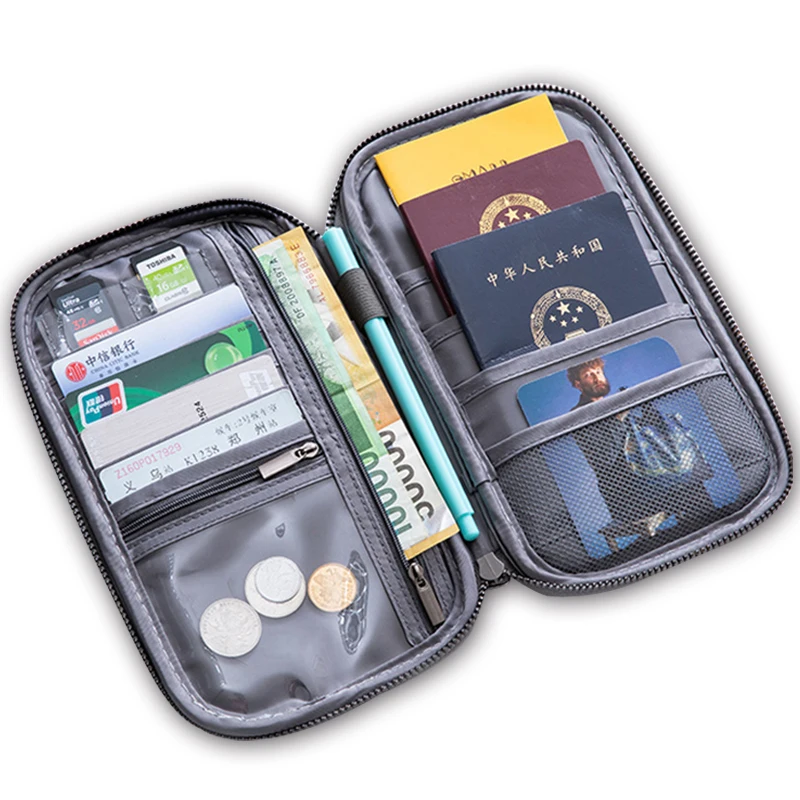 Travel Wallet RFID Blocking Passport Clutch Travel Document Organizer Vaccination Card Holder Passport Bag