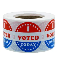 Hybsk I Voted Today with Red, White, black and Blue Circle Stickers 1.5 Inch Round 500 Labels Per Roll