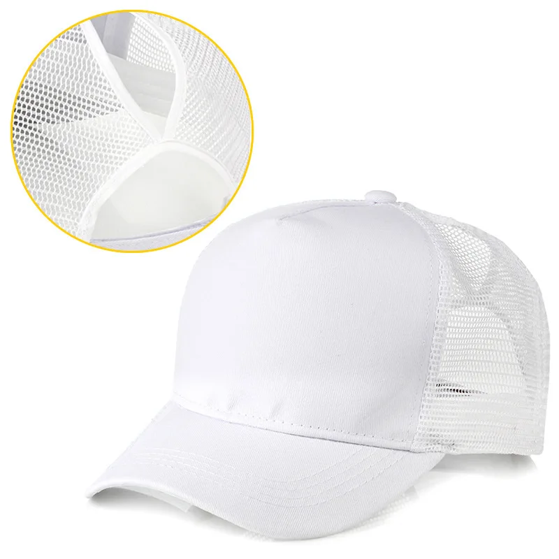 2019 Hot Sale 5 panels backless hair cute trucker mesh cap for ladies