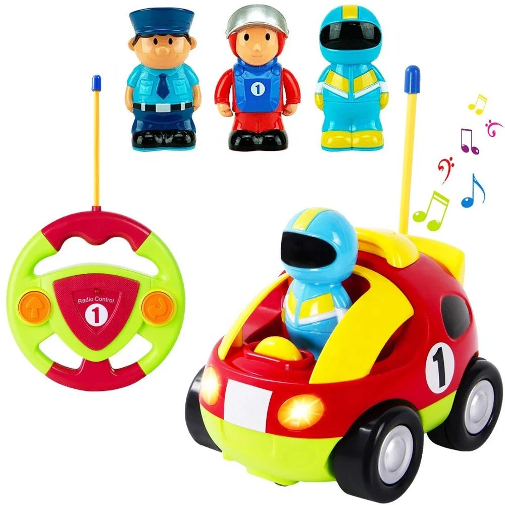 Amazon hot selling Cartoon R/C Race Car Radio Remote Control Toy with Music and Lights for Toddlers