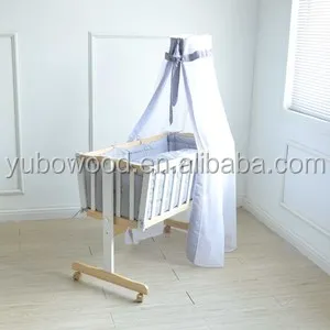 
Solid wood baby cradle wooden swing baby crib white color crib 
