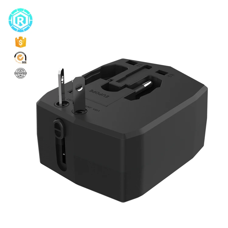 World travel adapter with power bank 3000mah with dual USB outport