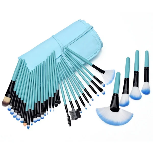 Synthetic Hair Wood Face Makeup Brush Set 32 Pcs With Bag