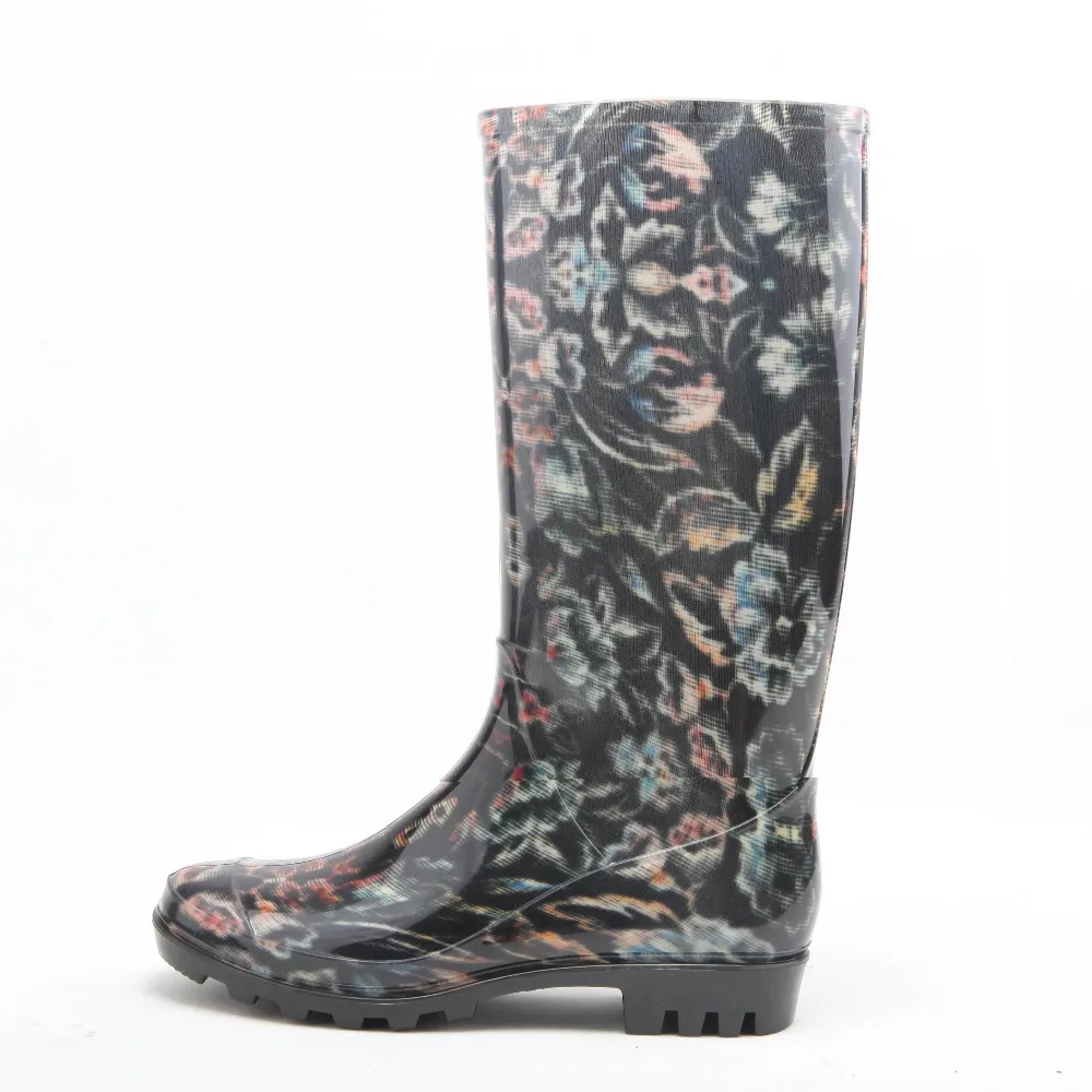 custom printing cheap PVC wellington rain boots women China manufacturer