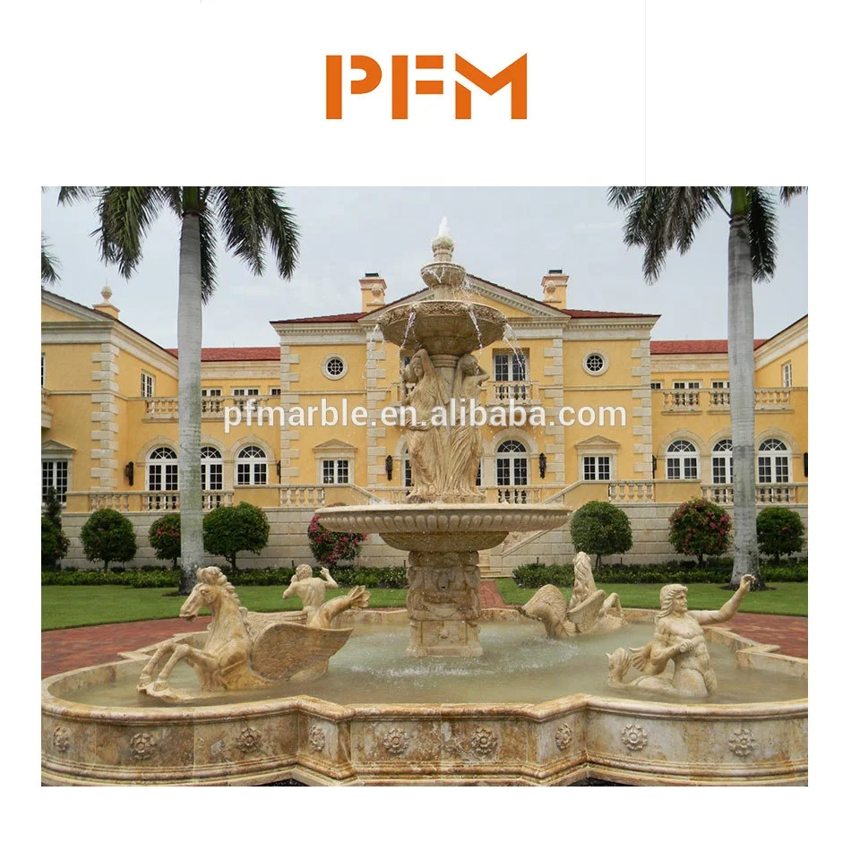 Best price natural stone made large horse statue marble garden fountain