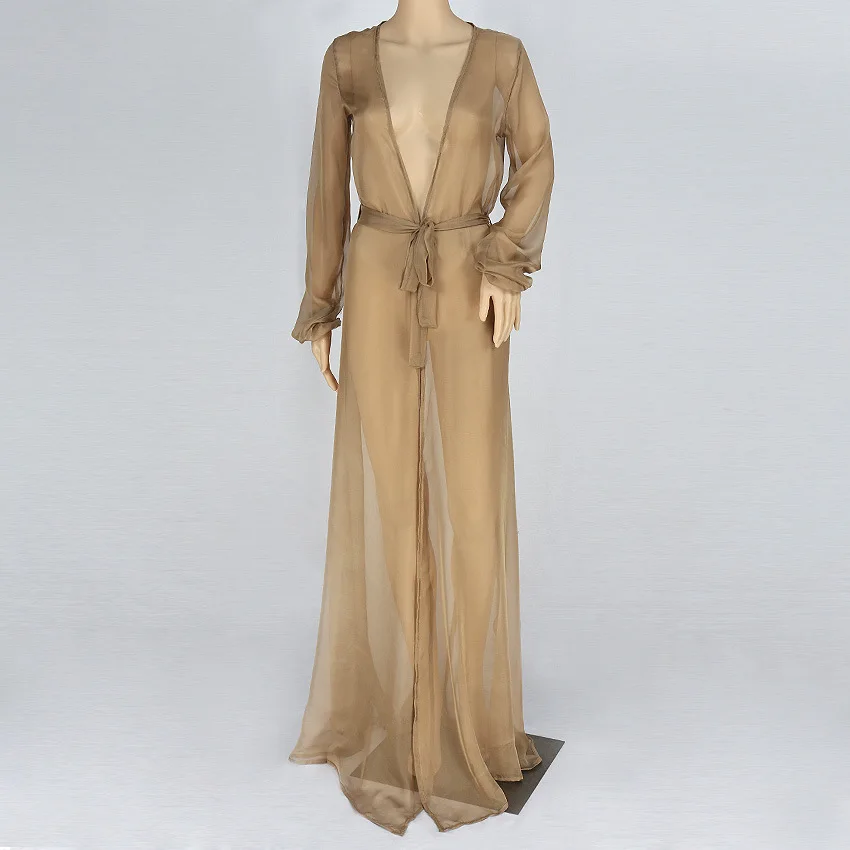 D6163 Ladies Sexy Transparent Dress Maxi  Cover Up Beach Dress