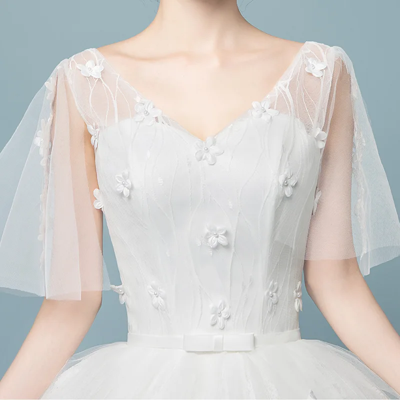 
HQ171 African Women Frocks and Dresses Sexy V-neck Bridal Gown Lace Vestido De Novia flora fairy wedding gown dress 