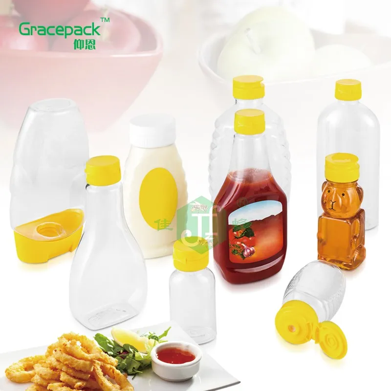 High Quality Custom Food Grade Plastic Sauce Squeeze Bottle PET Sauce Ketchup,squeeze bottle for honey