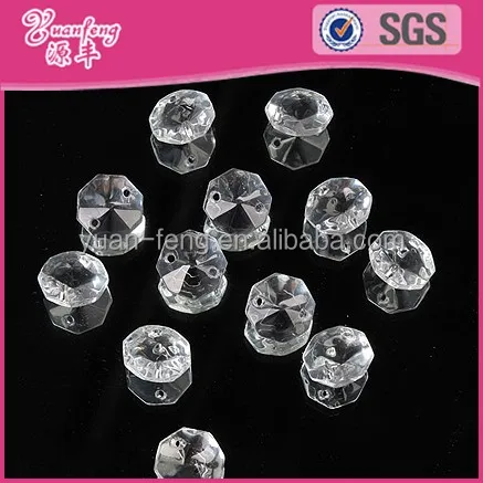hot wholesale plastic clear transparent octagon acrylic faceted beads for decoration