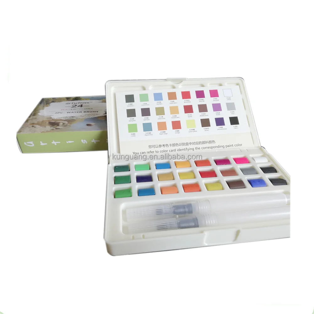 Customized 24 36 48 Colors Solid Watercolor Paints Set Watercolour Paint Set for Painting
