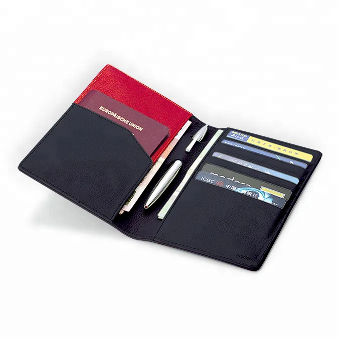 
Custom genuine leather rfid travel passport cover 