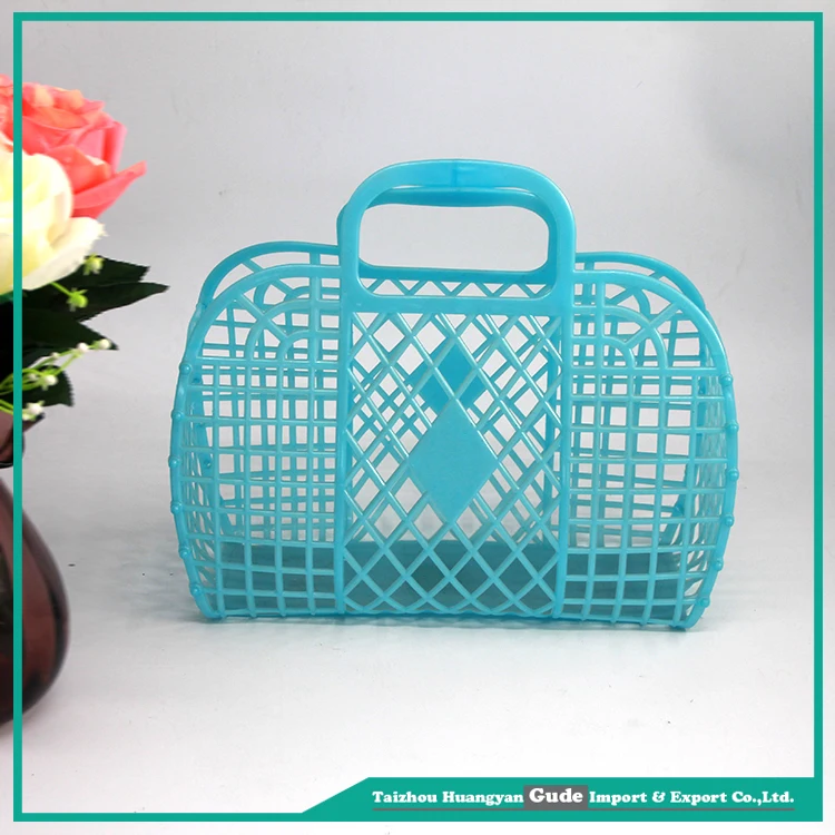Factory supply Small Plastic Folding Basket With Hand hanging collapsible basket