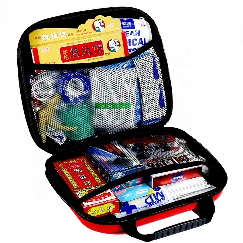 Waterproof First Aid Kit For Cars Mini pu leather Emergency First Aid Kit EVA Hard Case Travel First Aid Case