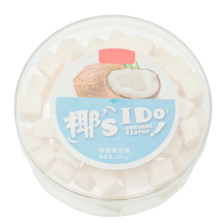 
square shape coconut flavor gummy candy with box packing 