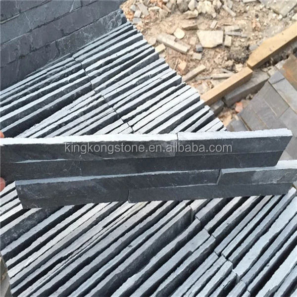 
Natural black exterior decoration stone split slate wall covering panel 
