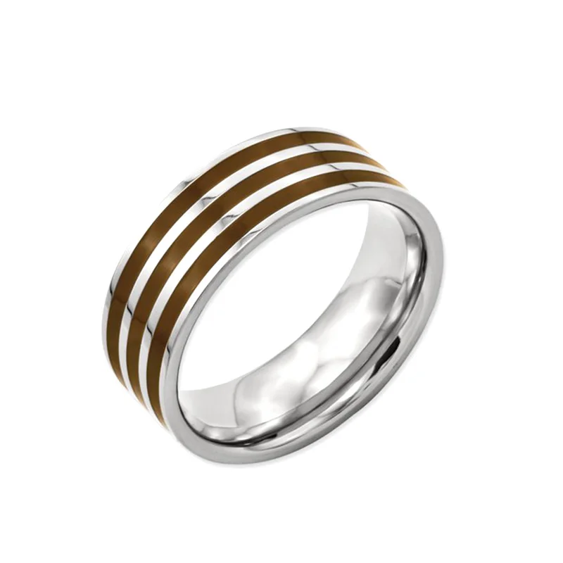 Titanium Brown Enamel Flat 8mm Polished Band Ring