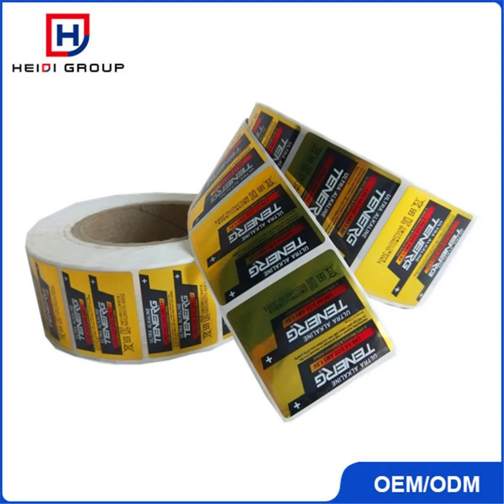 Custom battery sticker labels PET shrink film battery packaging labels pet sticker