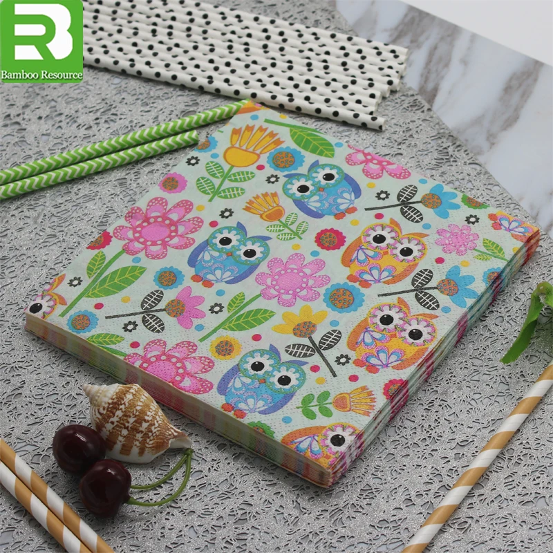 OEM embroidered bar counter table tissue paper napkin