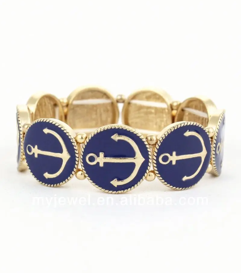 Plated Enamel Anchor Bracelet fashion slap watch bracelet